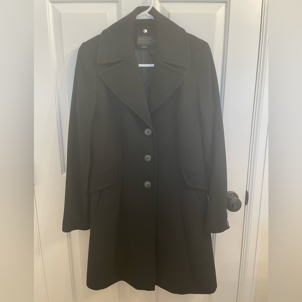 Pendleton Women’s Black Wool Blend Single-Breasted Coat (Women’s 10)